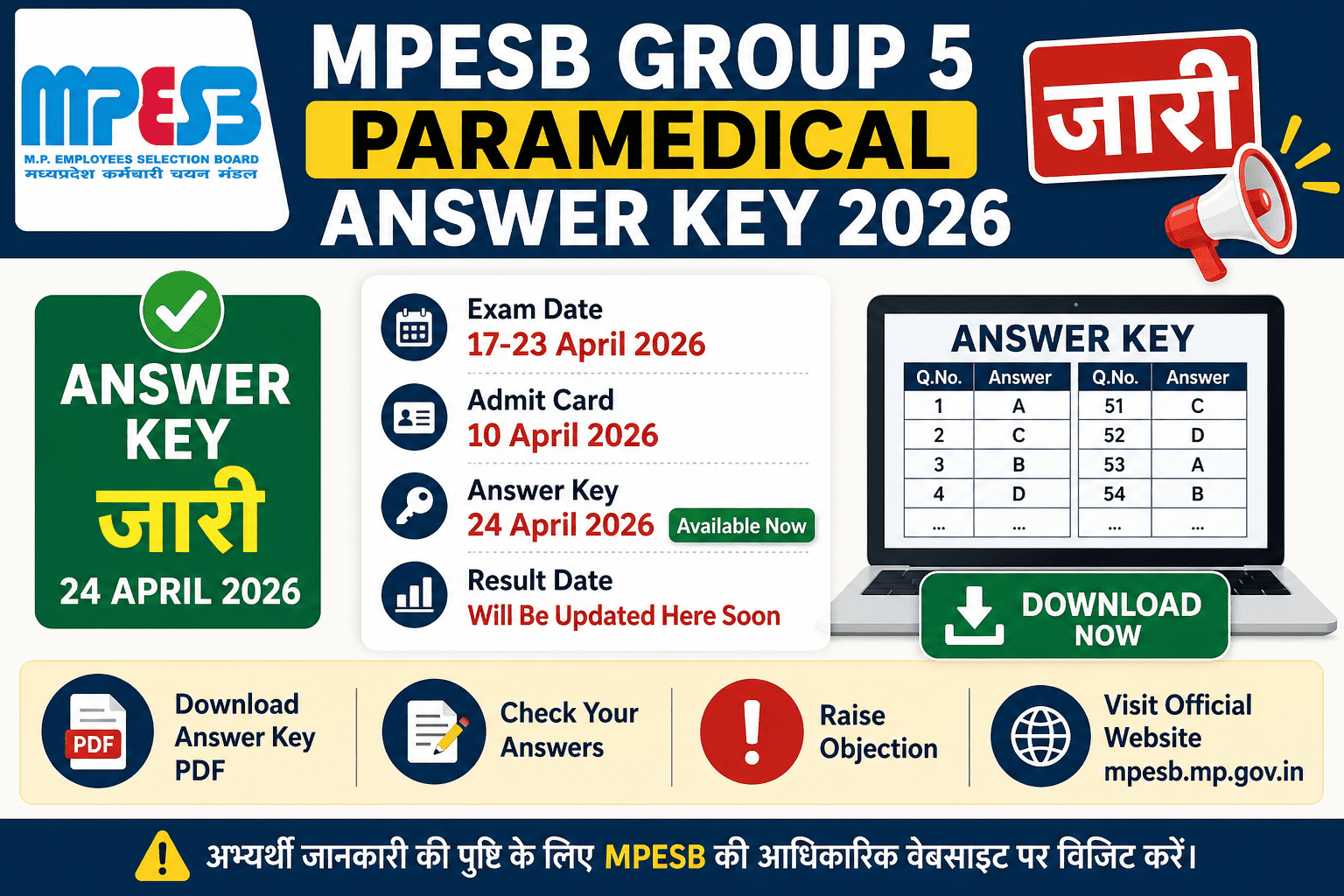 MPESB Group 5 Paramedical Answer Key 2026