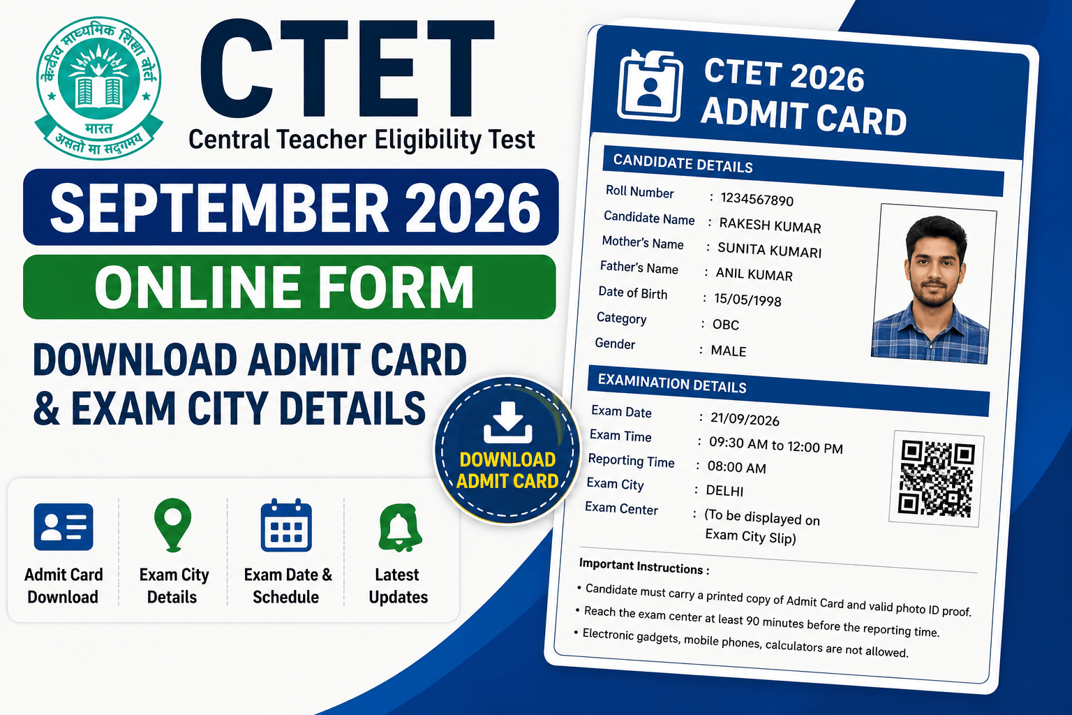 CTET September 2026 Admit Card Download