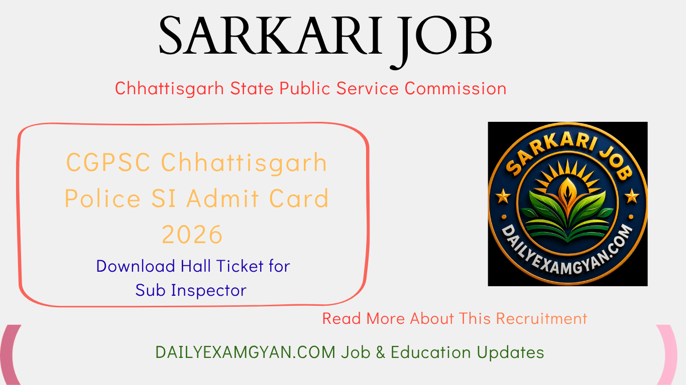 CGPSC Chhattisgarh Police SI Admit Card 2026