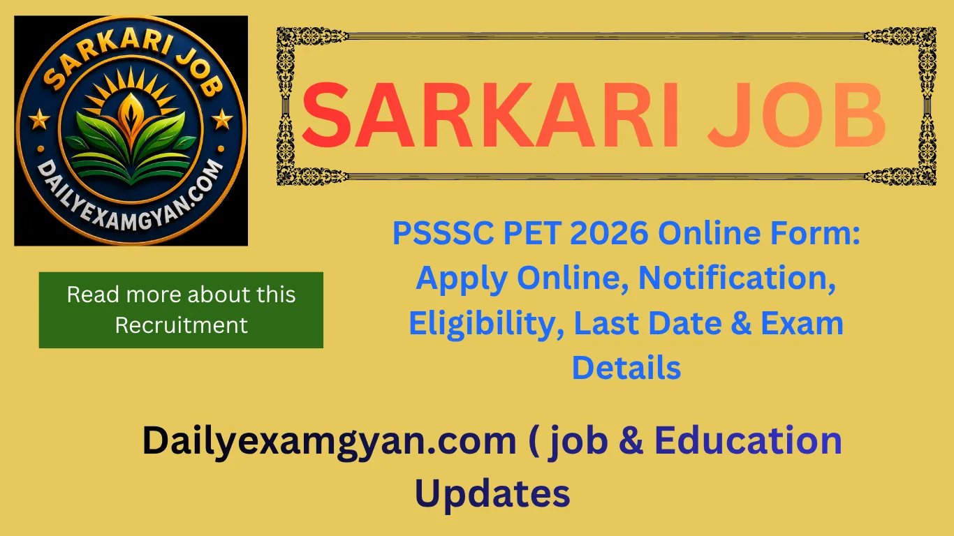 PSSSC PET 2026 Online Form