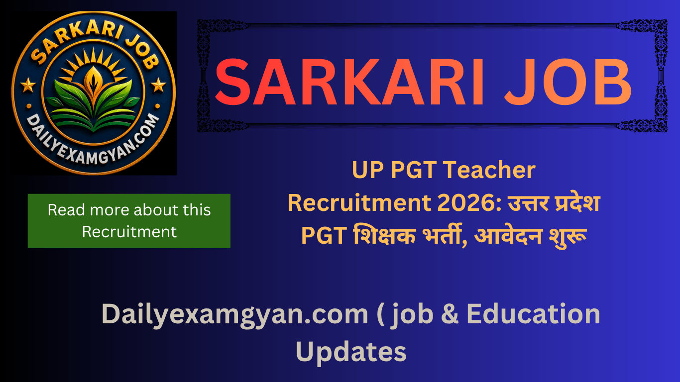 UP PGT Teacher Recruitment 20262607 Posts | Apply Online